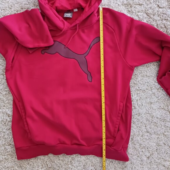Puma Women's Red Hoodie Pullover Size Medium Kangaroo Pocket Sports Grunge READ - Picture 6 of 9